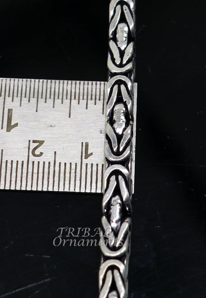 925 Sterling silver Byzantine vintage design chain bracelet, flexible unisex jewelry with intricate links from TRIBAL ORNAMENTS.