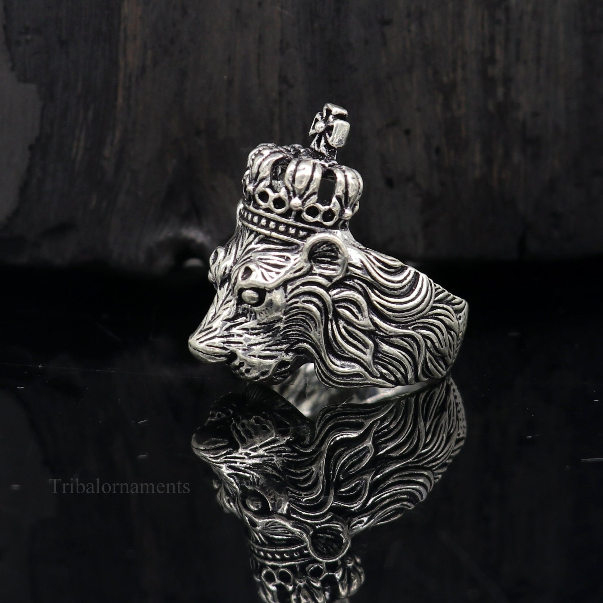 925 sterling silver handcrafted Narsimha ring , solid king lion ring, Amazing vintage design ring band for unisex gifting from india ring440 - TRIBAL ORNAMENTS