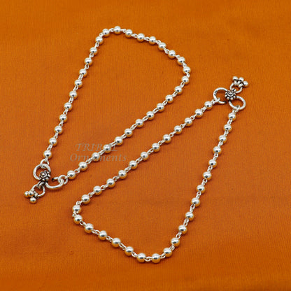 Sterling silver beaded anklet bracelet with 4.5mm ball chain, lightweight and delicate, perfect for belly dance or casual wear.