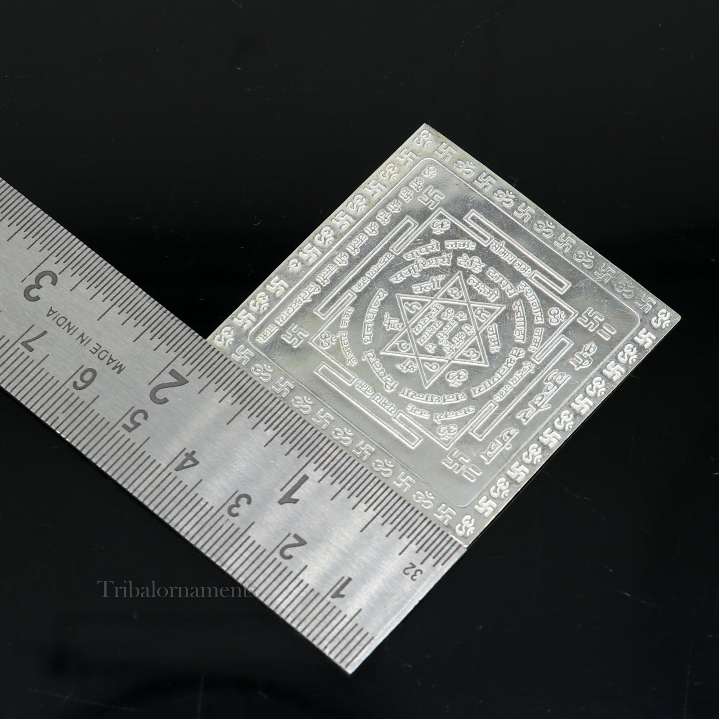 Sterling silver Shri kuber Yantram, idol kubera Yantra, god yantram for home temple puja, silver puja articles su544 - TRIBAL ORNAMENTS