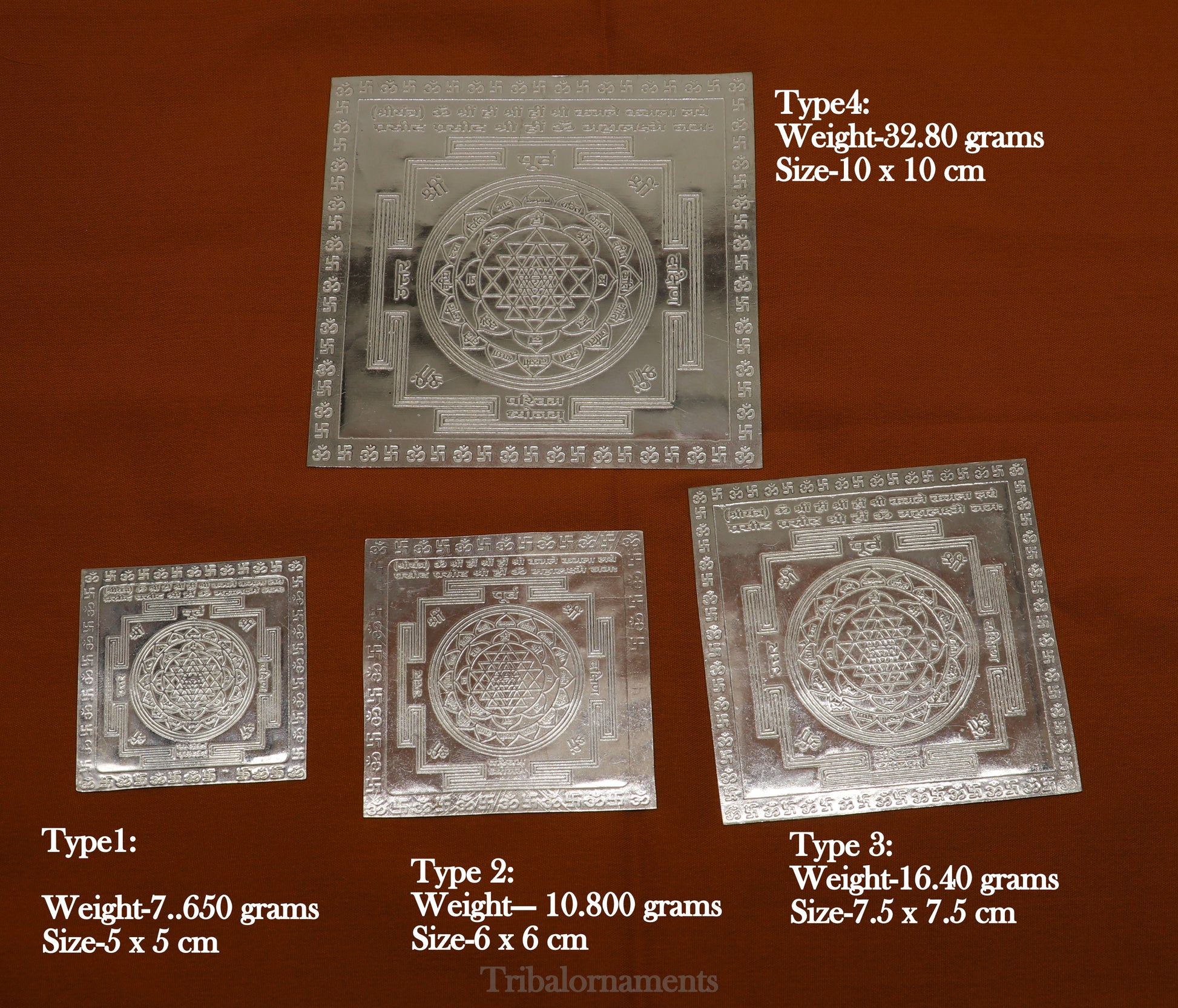Pure silver Shri Laxmi Yantram, MahaLaxmi Yantra, shree yantram for home temple puja, silver puja articles su531 - TRIBAL ORNAMENTS