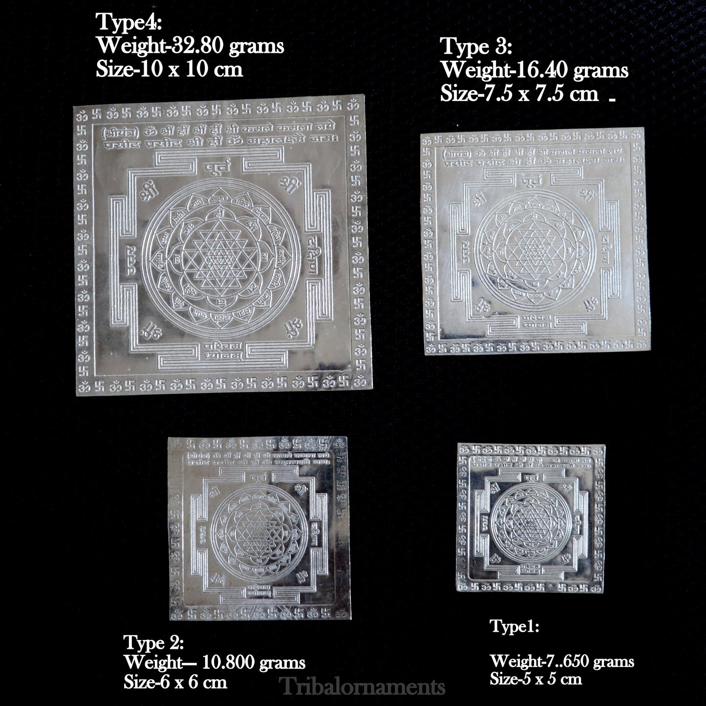 Pure silver Shri Laxmi Yantram, MahaLaxmi Yantra, shree yantram for home temple puja, silver puja articles su531 - TRIBAL ORNAMENTS