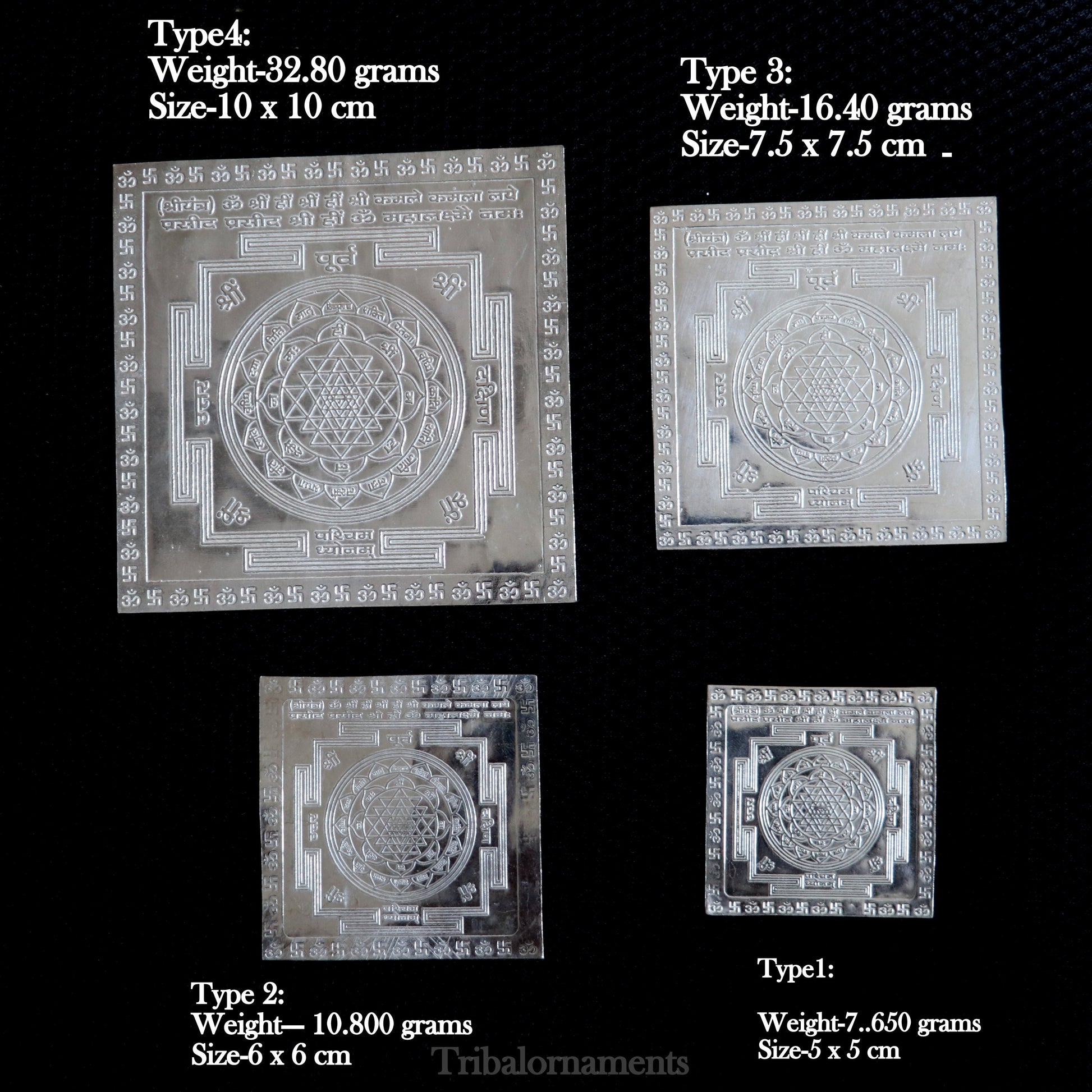 Pure silver Shri Laxmi Yantram, MahaLaxmi Yantra, shree yantram for home temple puja, silver puja articles su531 - TRIBAL ORNAMENTS