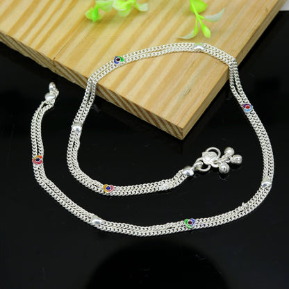 Handmade sterling silver 18-inch baby and toddler waist chain with customized unisex belly chain design by Tribal Ornaments.