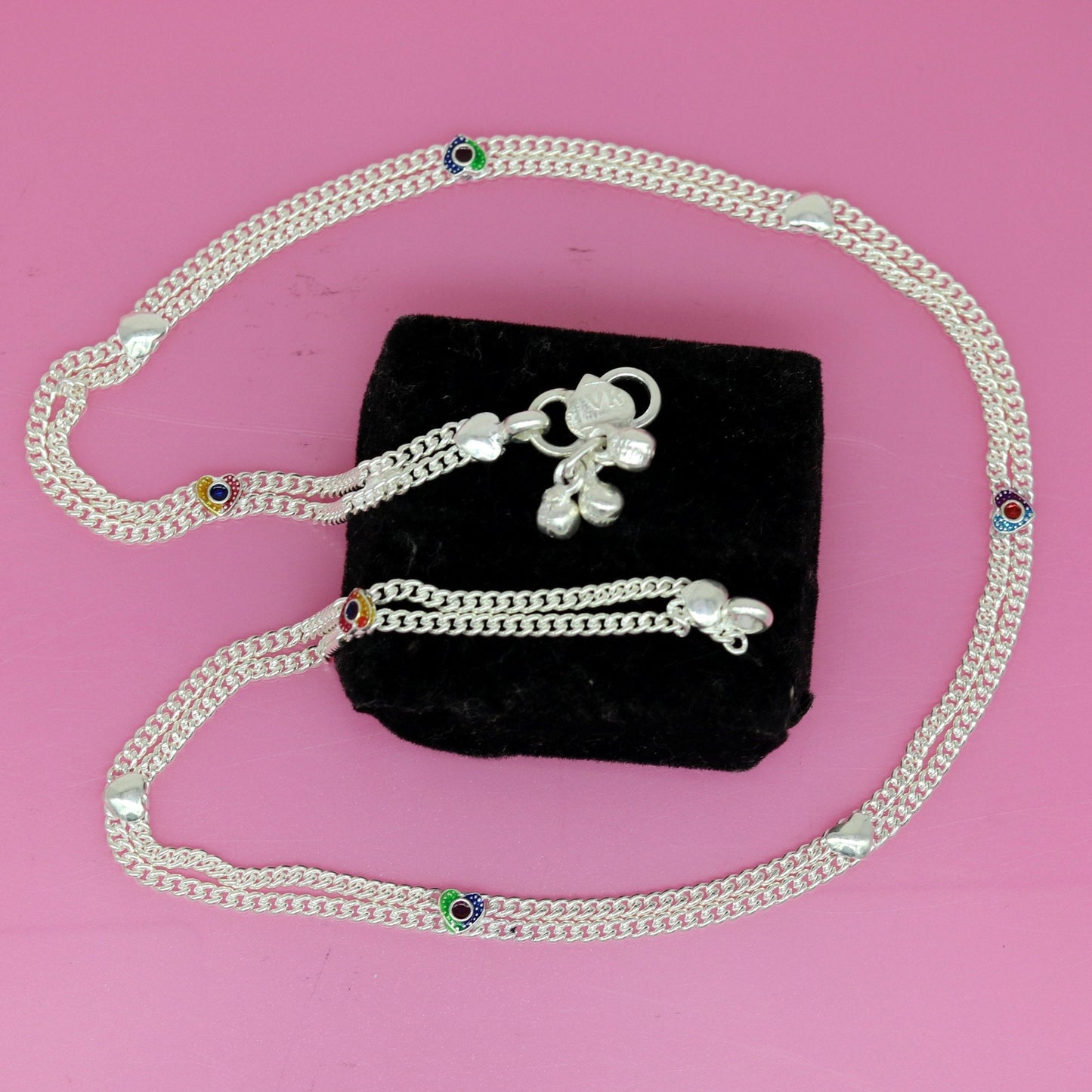 18" long handmade sterling silver amazing baby kids waist chain, excellent customized design baby kids unisex belly chain wch08 - TRIBAL ORNAMENTS