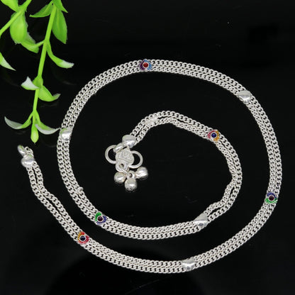 Handmade 18-inch sterling silver baby and kids waist chain with customized unisex belly chain design by Tribal Ornaments.