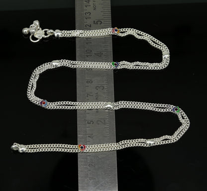Handmade sterling silver baby and kids waist chain, 18 inches long with customized unisex design, Tribal Ornaments brand.