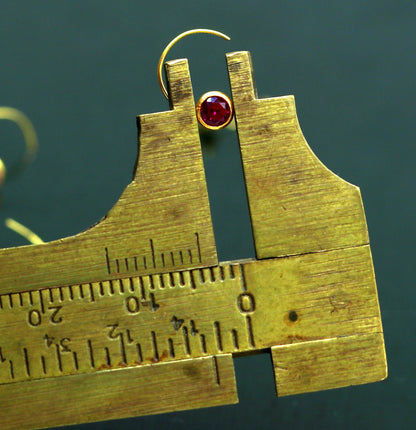 18kt yellow gold handmade nose pin with colorful 4mm CZ stone and U band, small and stylish nose plug by Tribal Ornaments