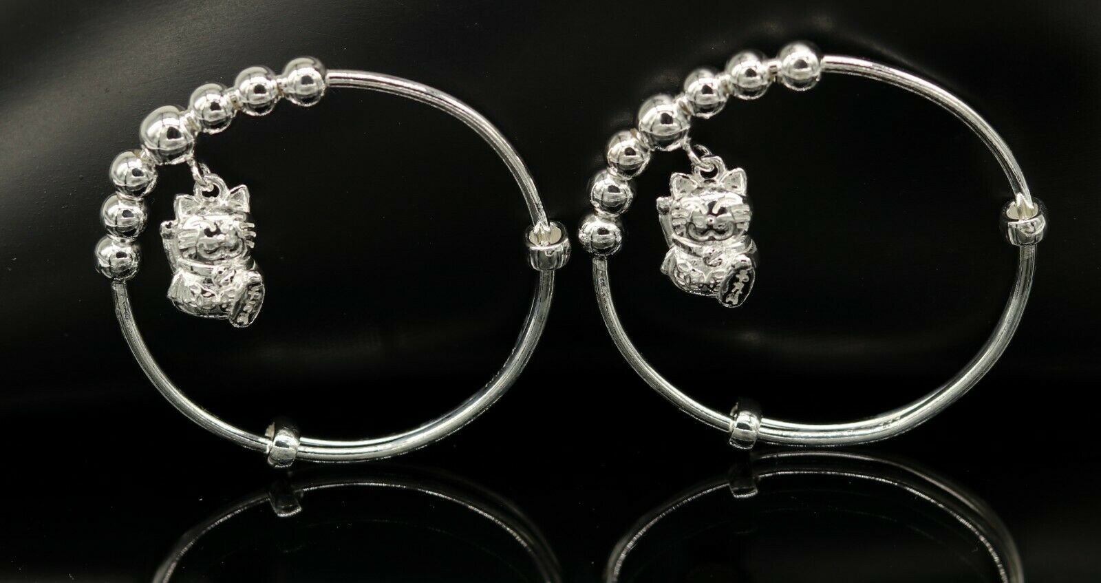 925 sterling silver adjustable charm bangle bracelet kada unisex kids baby bbk21 - TRIBAL ORNAMENTS