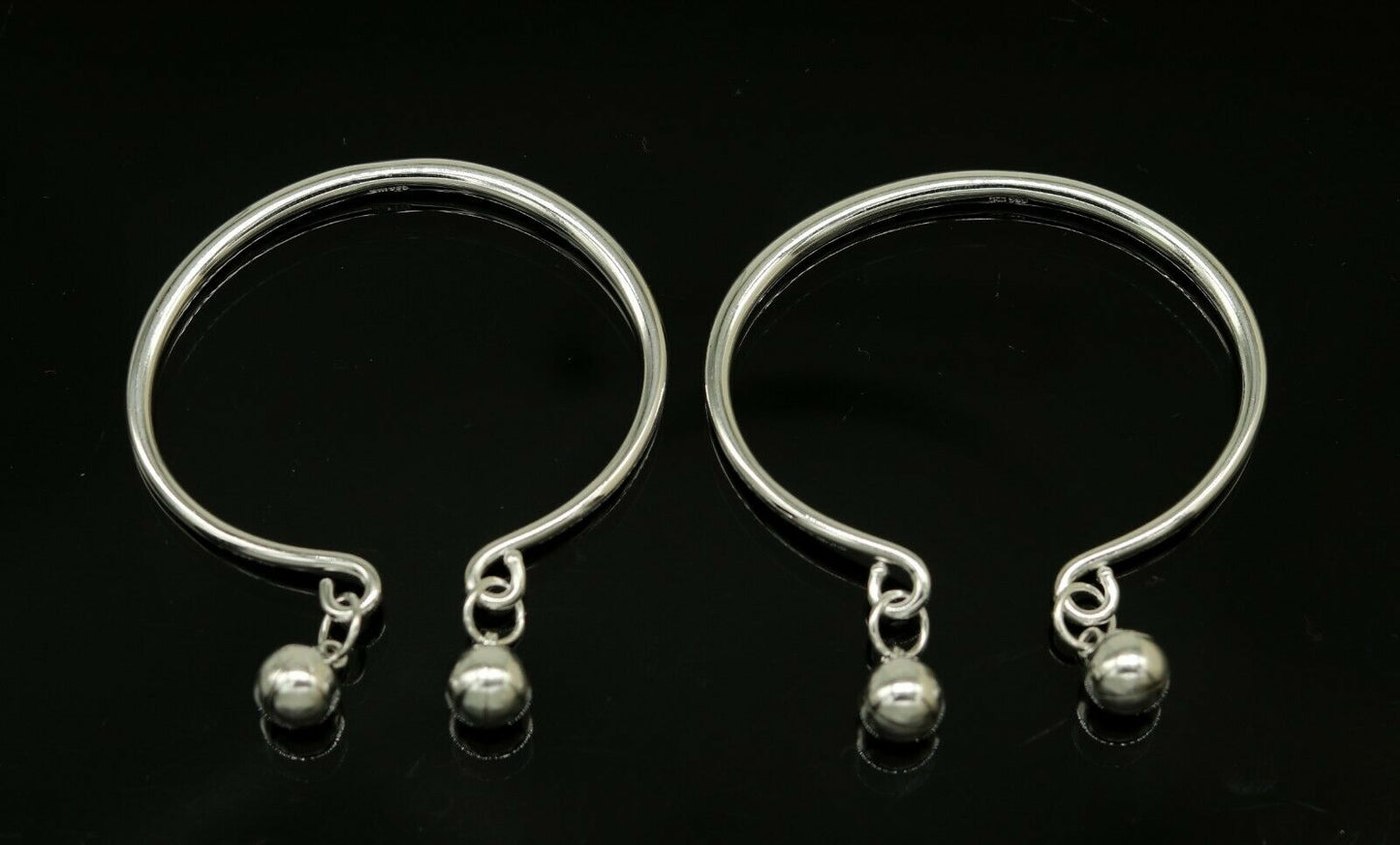 925 sterling silver adjustable charm bangle bracelet kada unisex kids baby bbk22 - TRIBAL ORNAMENTS