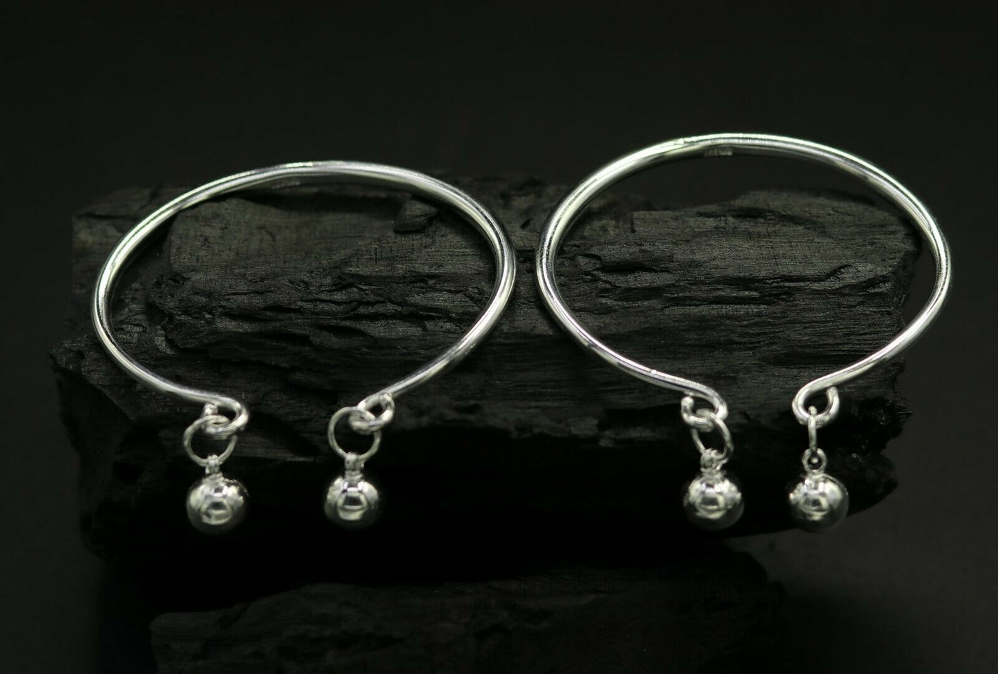 925 sterling silver adjustable charm bangle bracelet kada unisex kids baby bbk22 - TRIBAL ORNAMENTS