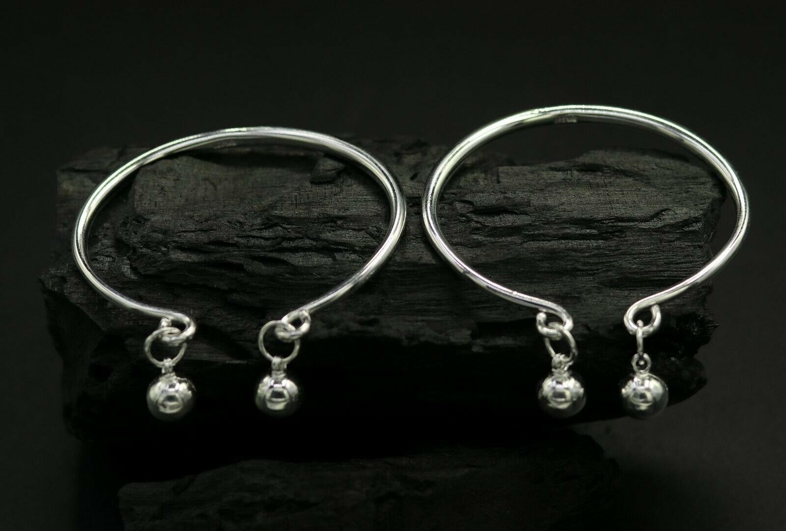 925 sterling silver adjustable charm bangle bracelet kada unisex kids baby bbk22 - TRIBAL ORNAMENTS