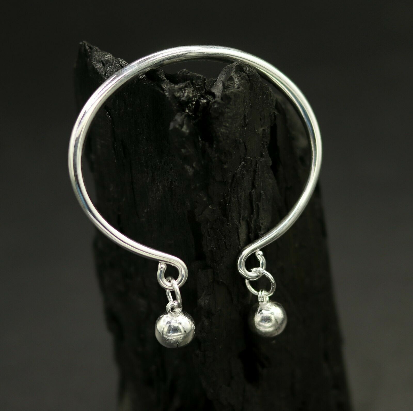 925 sterling silver adjustable charm bangle bracelet kada unisex kids baby bbk22 - TRIBAL ORNAMENTS