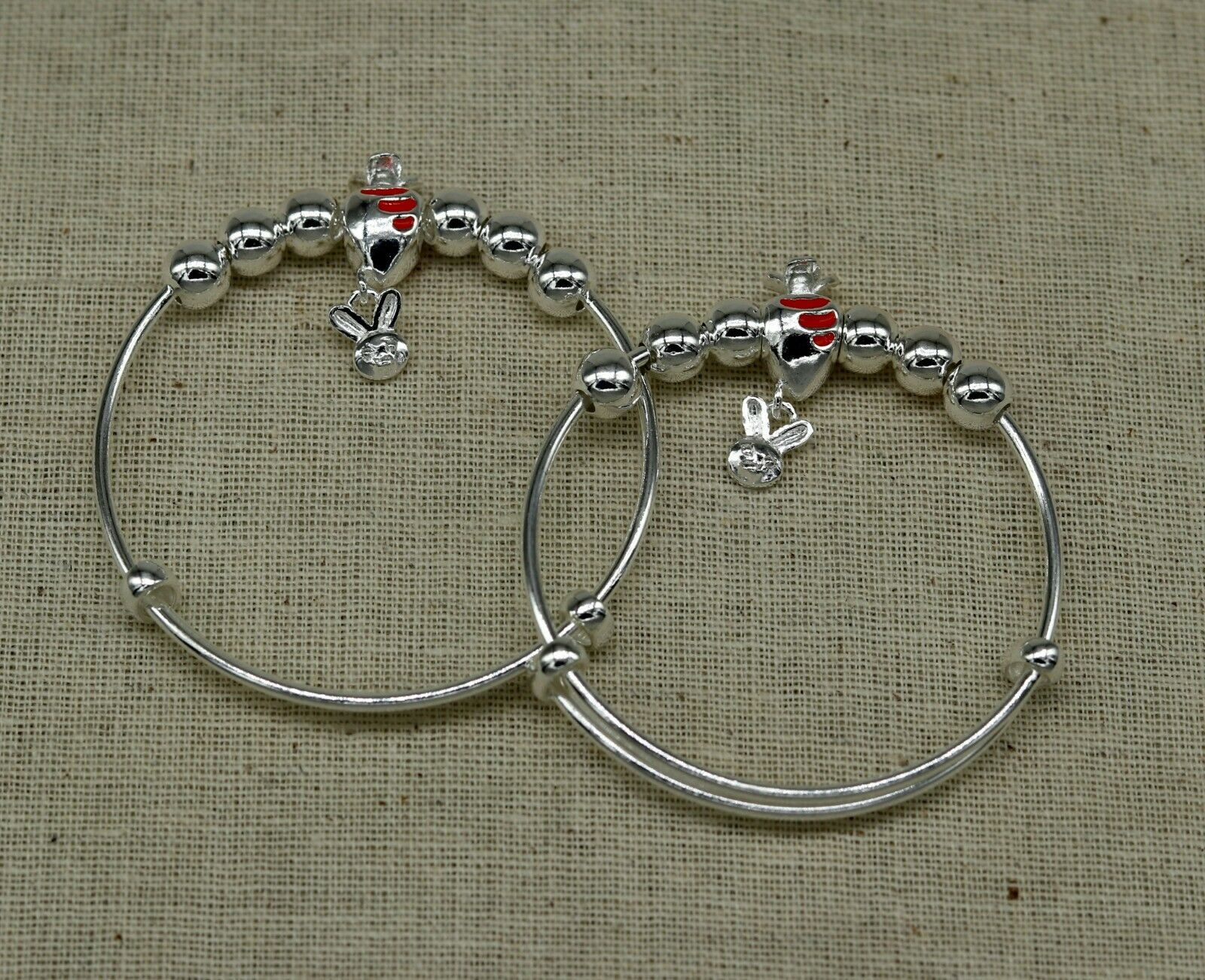 925 sterling silver adjustable charm bangle bracelet kada unisex kids baby bbk23 - TRIBAL ORNAMENTS