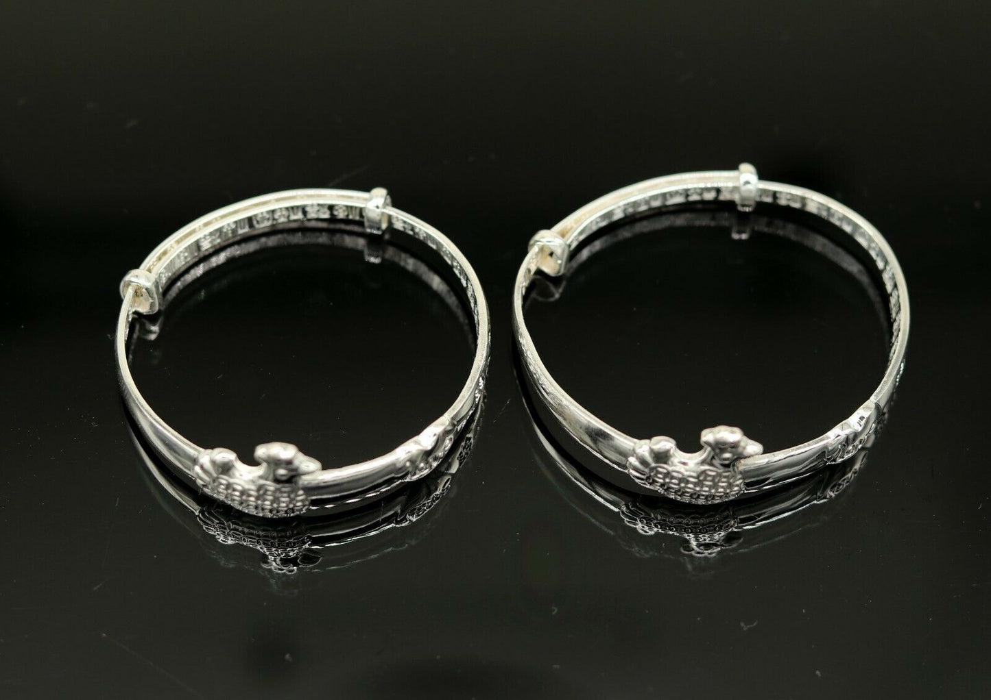 925 sterling silver adjustable charm bangle bracelet kada unisex kids baby bbk28 - TRIBAL ORNAMENTS