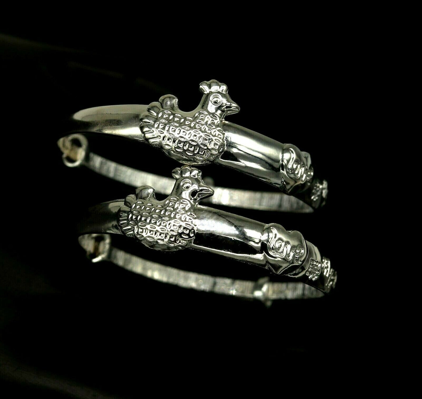 925 sterling silver adjustable charm bangle bracelet kada unisex kids baby bbk28 - TRIBAL ORNAMENTS