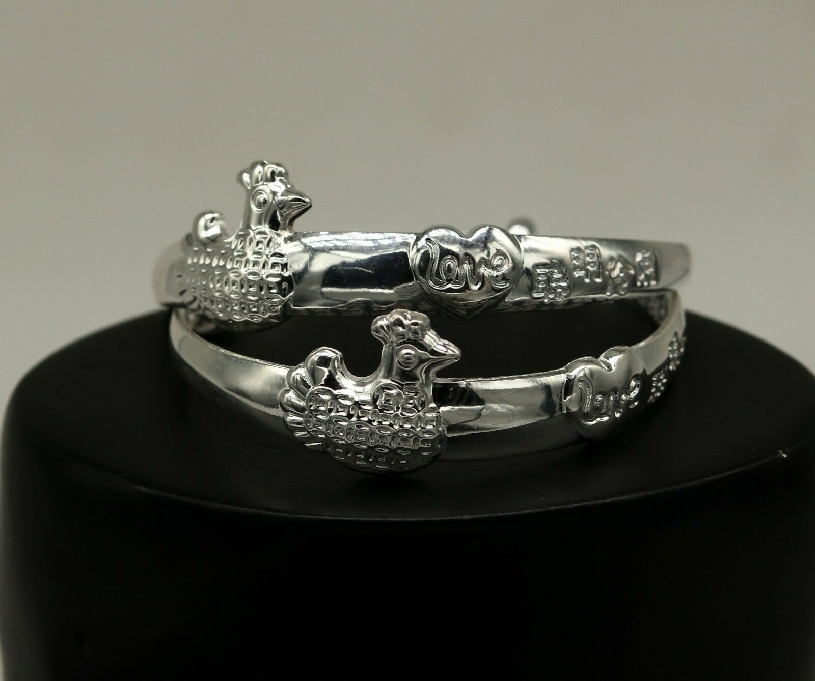 925 sterling silver adjustable charm bangle bracelet kada unisex kids baby bbk28 - TRIBAL ORNAMENTS