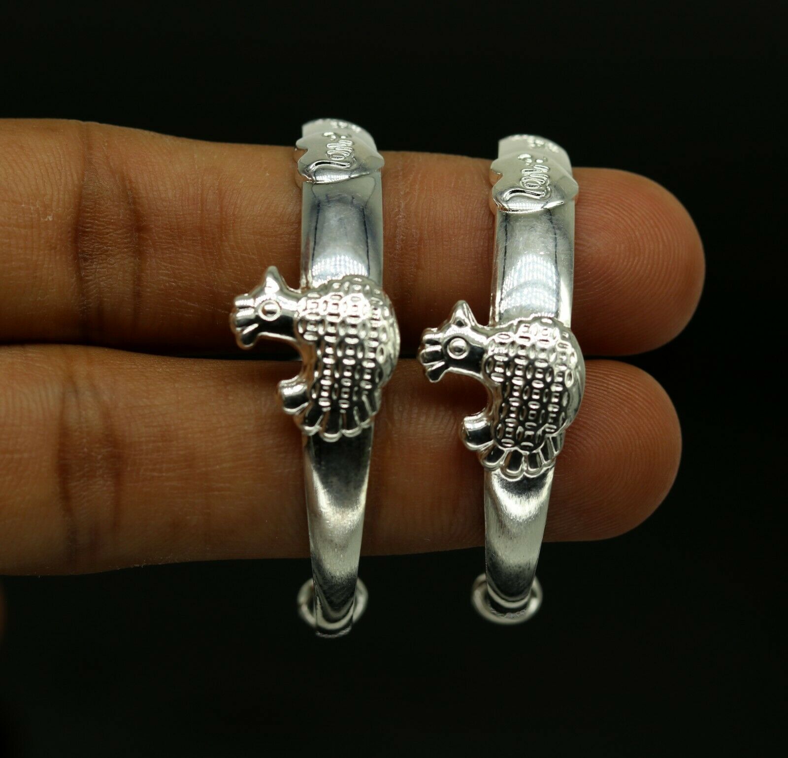 925 sterling silver adjustable charm bangle bracelet kada unisex kids baby bbk28 - TRIBAL ORNAMENTS