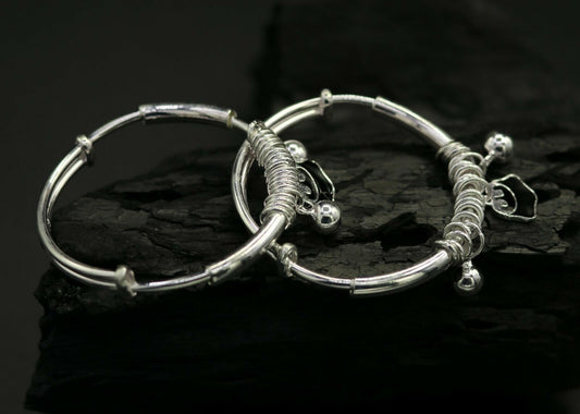 925 sterling silver adjustable charm bangle bracelet kada unisex kids baby bbk32 - TRIBAL ORNAMENTS