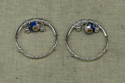 Unisex 925 sterling silver adjustable charm bangle bracelet with tribal design for kids and babies, by Tribal Ornaments.