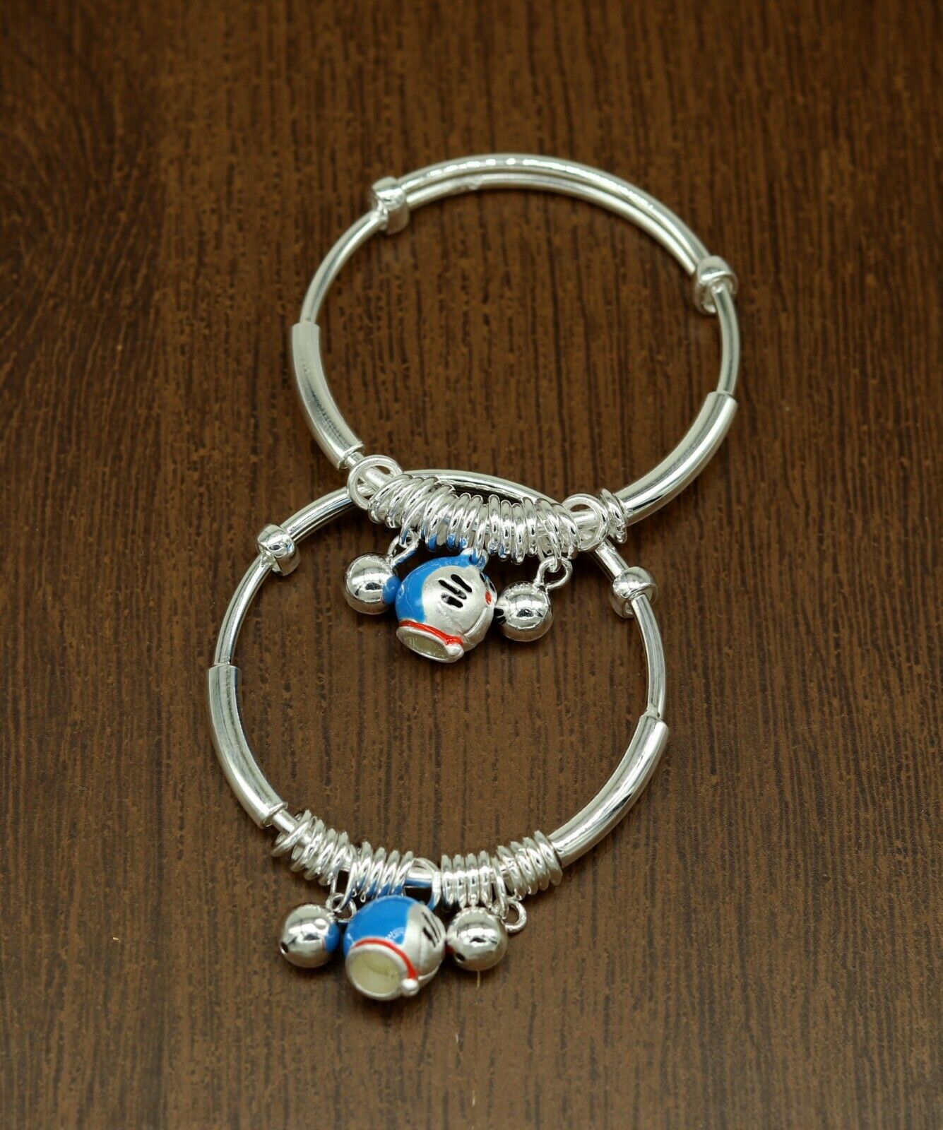 925 sterling silver adjustable charm bangle bracelet kada unisex kids baby bbk33 - TRIBAL ORNAMENTS