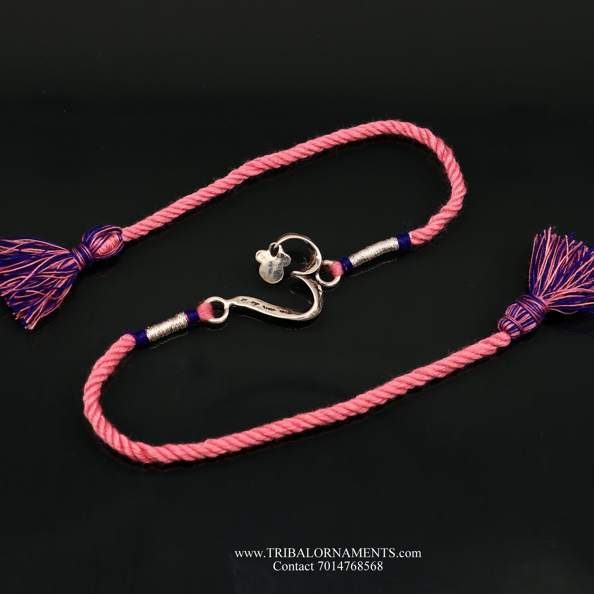 925 sterling silver handmade AUM design Rakhi Bracelet, amazing stylish gift for Rakshabandhan rk89 - TRIBAL ORNAMENTS