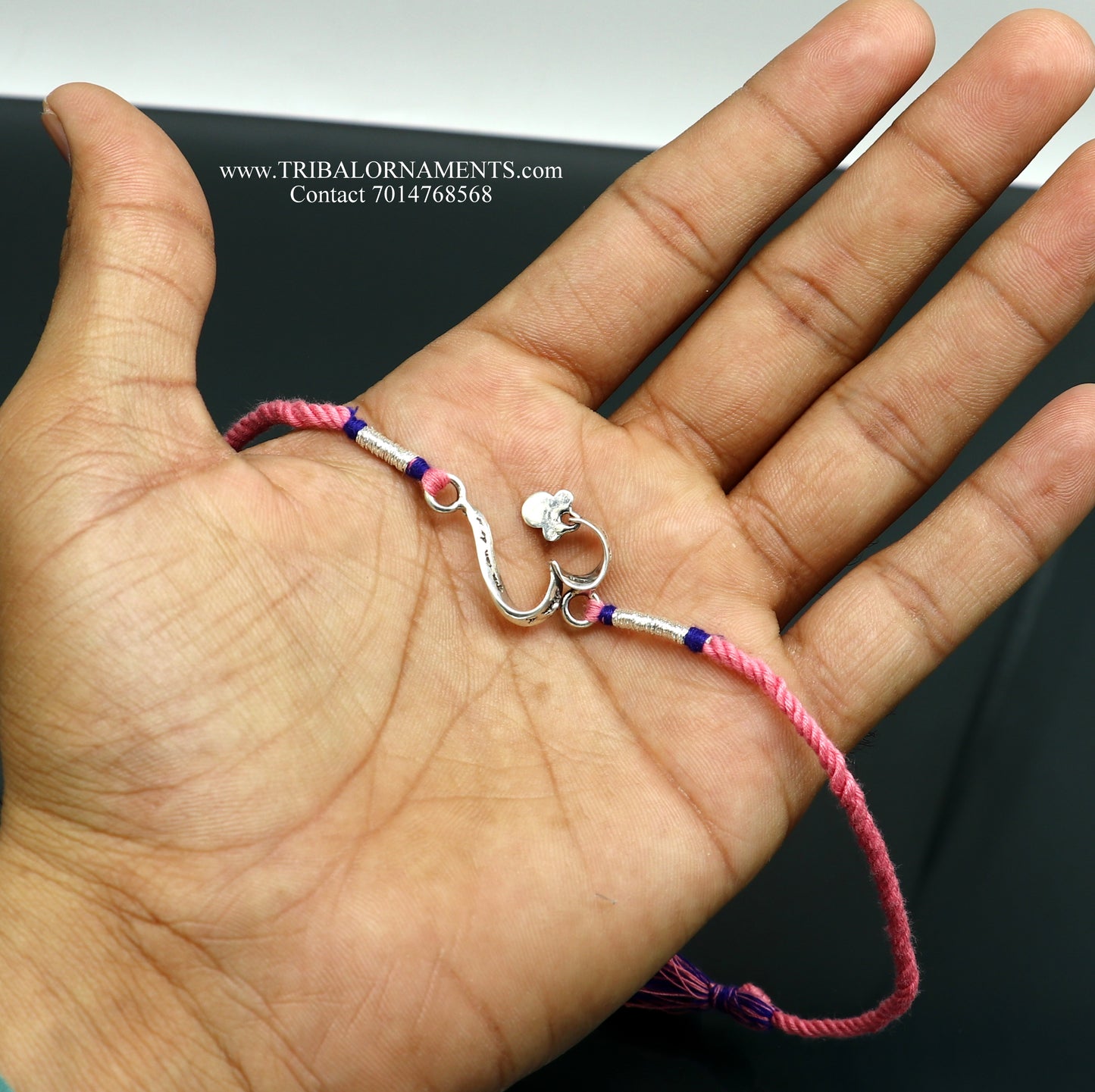 925 sterling silver handmade AUM design Rakhi Bracelet, amazing stylish gift for Rakshabandhan rk89 - TRIBAL ORNAMENTS