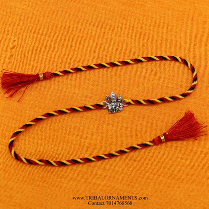 925 sterling silver Hanuman ji design thread bracelet by TRIBAL ORNAMENTS, featuring intricate craftsmanship and traditional styling.