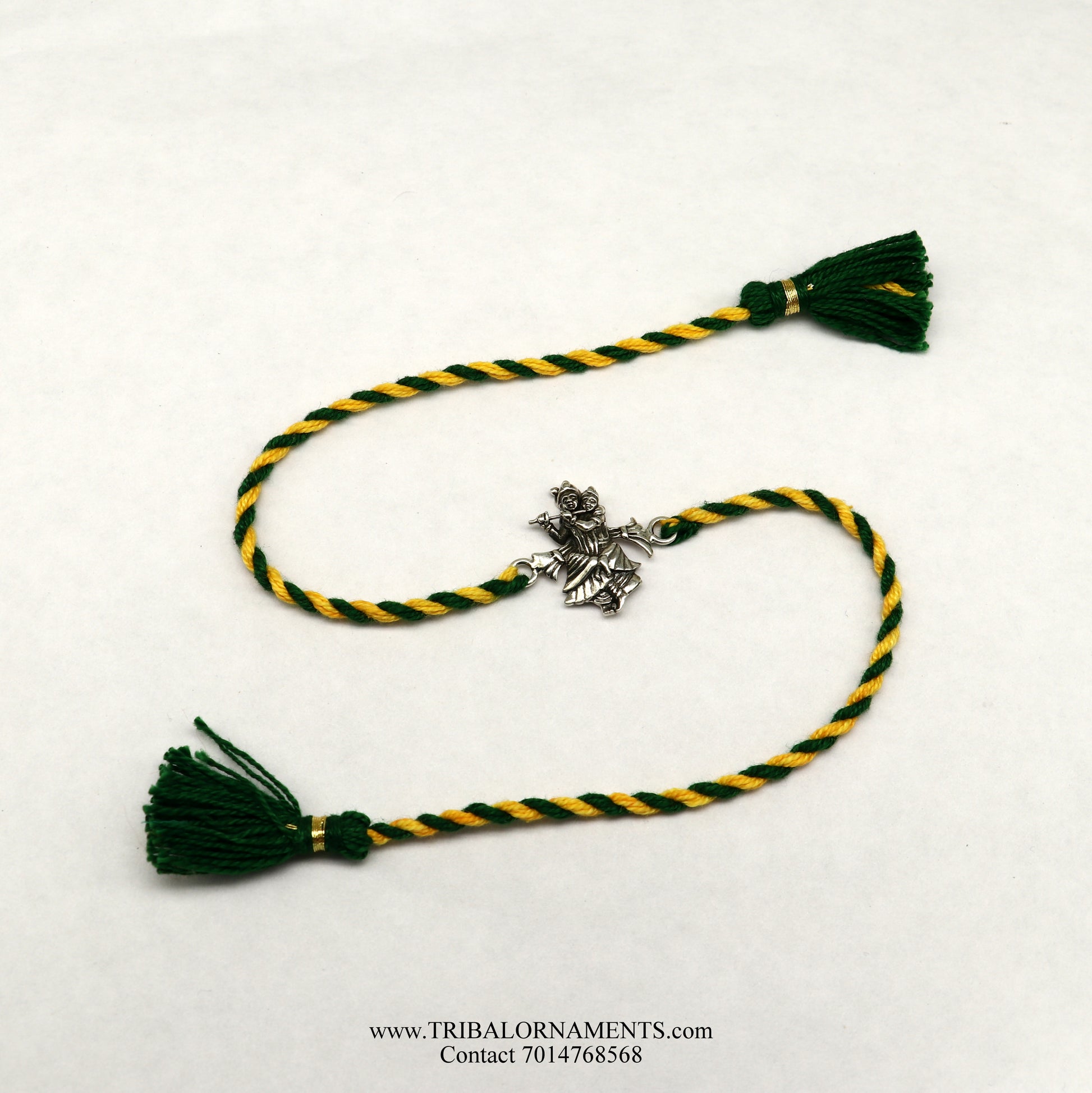 925 sterling silver handmade Radha krishna design Rakhi Bracelet, amazing stylish gift for Rakshabandhan rk88 - TRIBAL ORNAMENTS