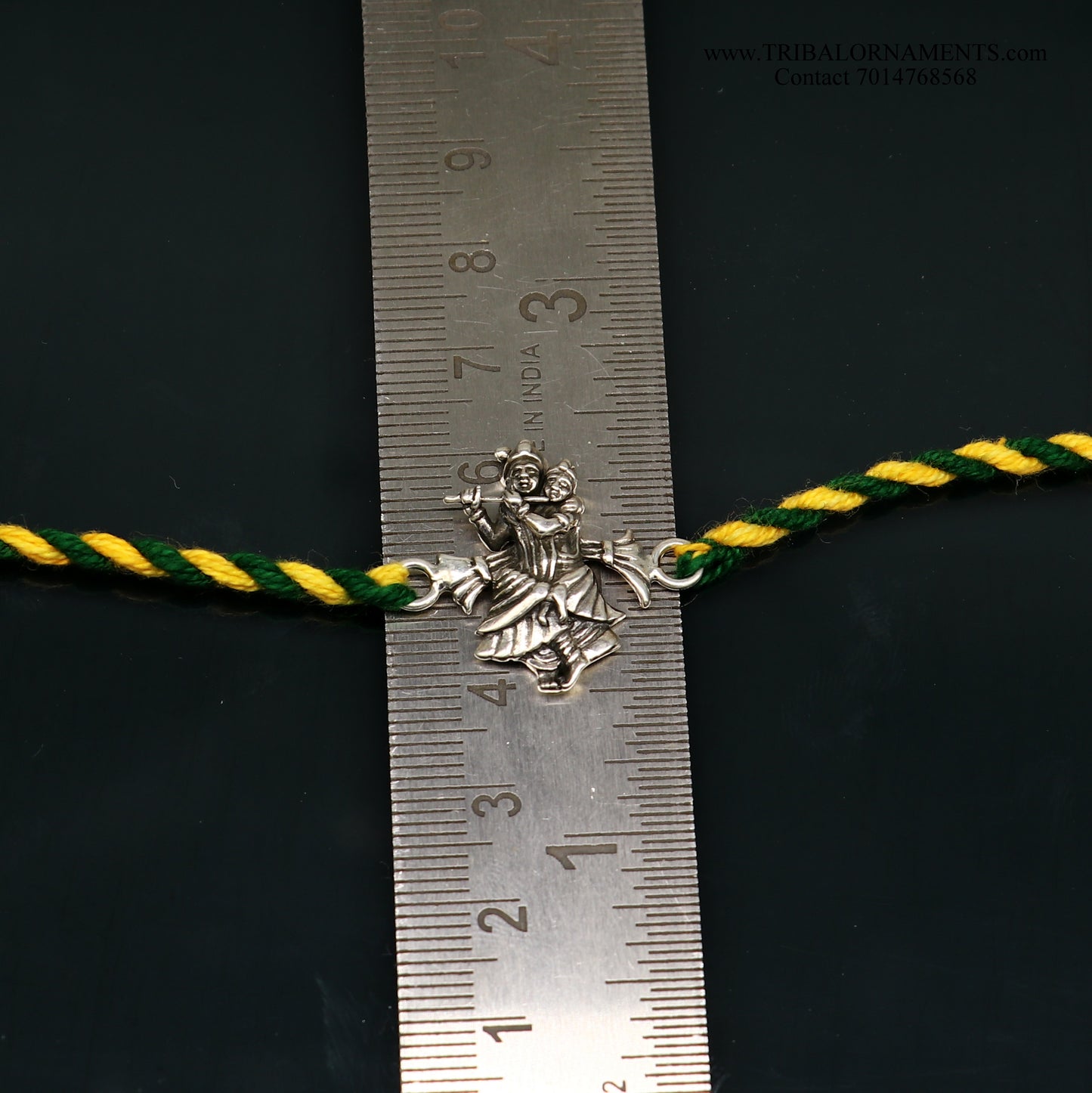 925 sterling silver handmade Radha krishna design Rakhi Bracelet, amazing stylish gift for Rakshabandhan rk88 - TRIBAL ORNAMENTS