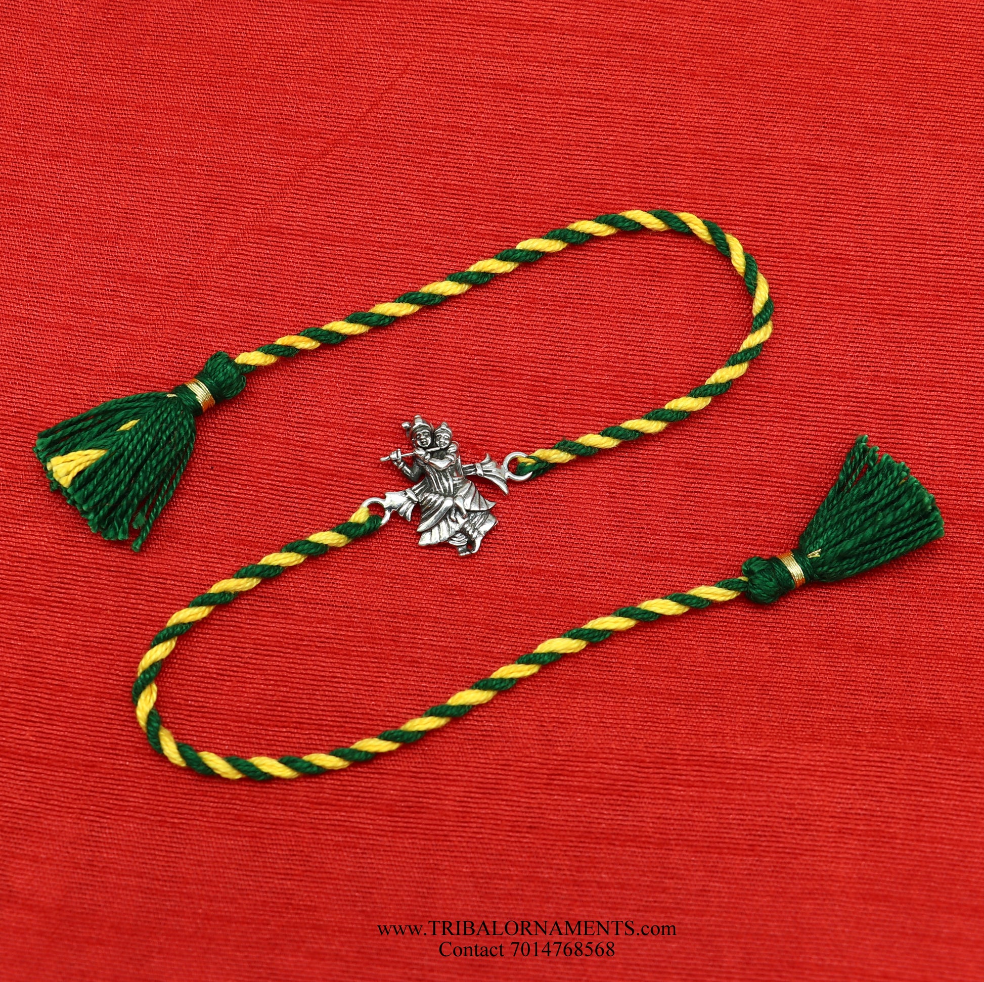 925 sterling silver handmade Radha krishna design Rakhi Bracelet, amazing stylish gift for Rakshabandhan rk88 - TRIBAL ORNAMENTS