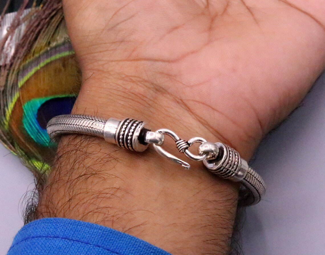 5MM Amazing customized vintage style snake chain handmade 925 sterling silver bracelet unisex personalize jewelry sbrm72 - TRIBAL ORNAMENTS