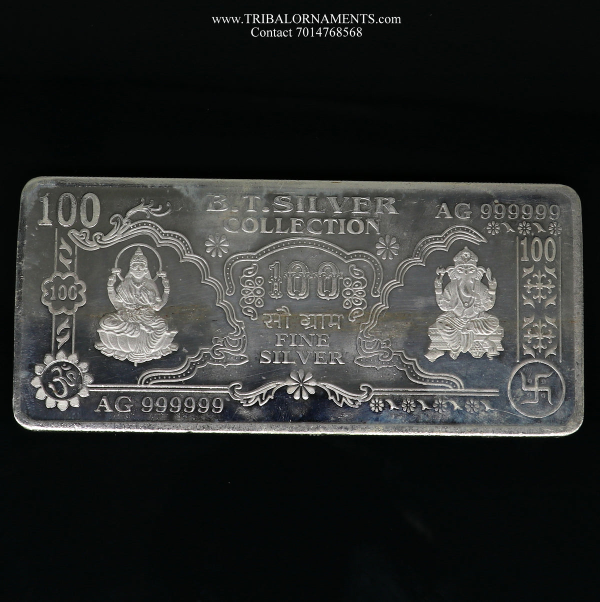 100 Silver Note Buy 999 Purity | Silver Note | Silver bar, 100g | - Tribal Ornaments