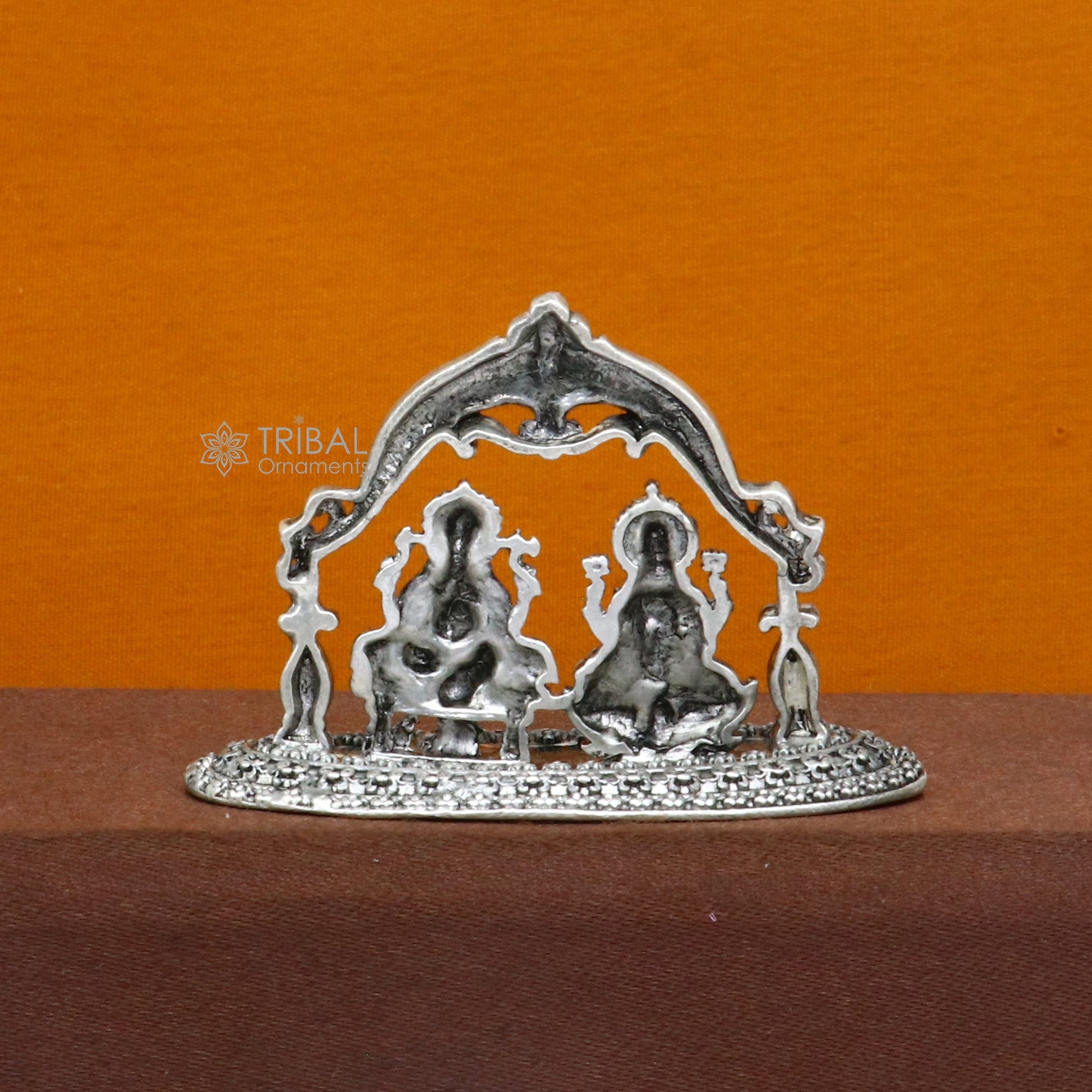 1.2" 925 Sterling silver Lakshmi and Ganesha statue, puja article figurine, Diwali puja brings joy, hope, and wealth to the owners art709 - TRIBAL ORNAMENTS