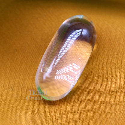 1.2-inch natural Sphatik crystal Shiva Lingam statue by TRIBAL ORNAMENTS, divine stone for wealth and prosperity puja, detailed design