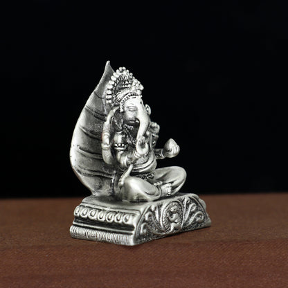 1.4"" Small solid 925 Sterling silver Lord pan ganesha, Pooja Articles, Silver Idols Ganesha statue sculpture Diwali puja figurine art677 - TRIBAL ORNAMENTS
