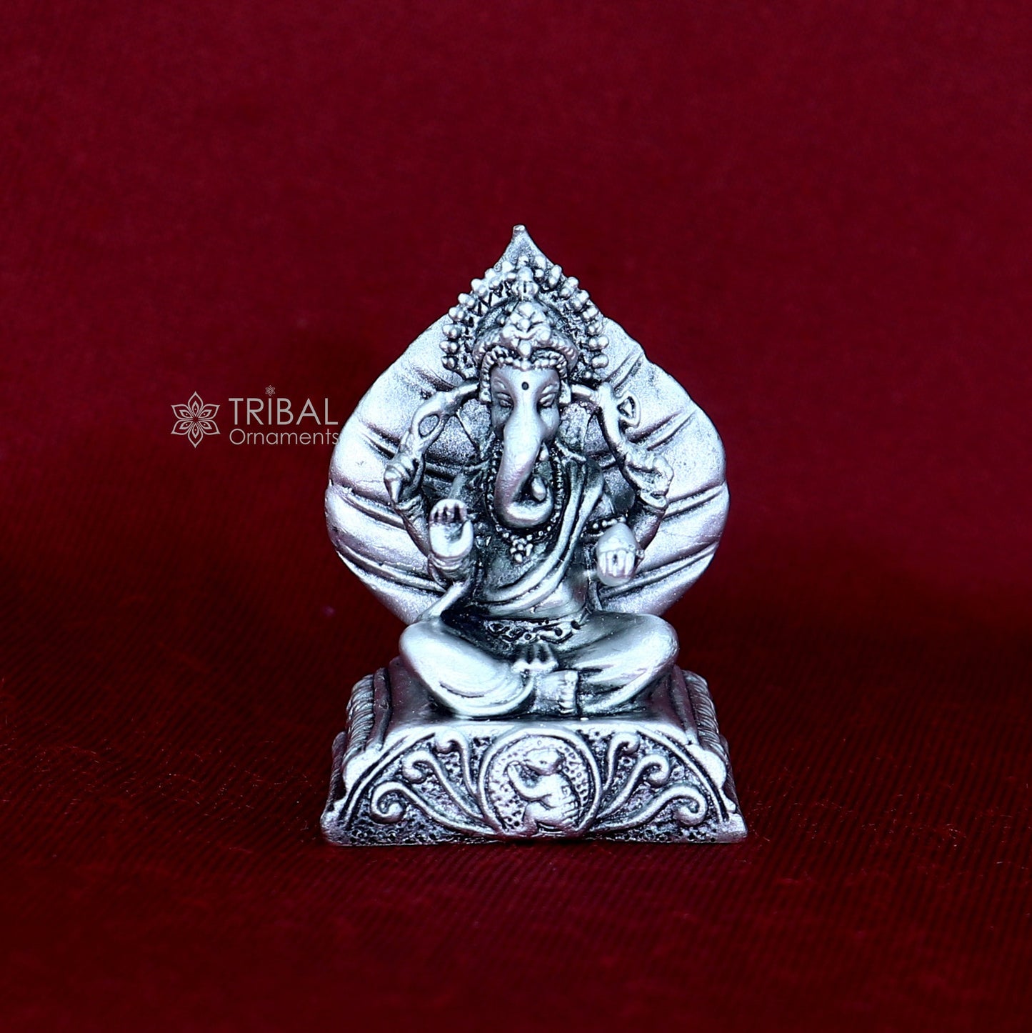 1.4"" Small solid 925 Sterling silver Lord pan ganesha, Pooja Articles, Silver Idols Ganesha statue sculpture Diwali puja figurine art677 - TRIBAL ORNAMENTS
