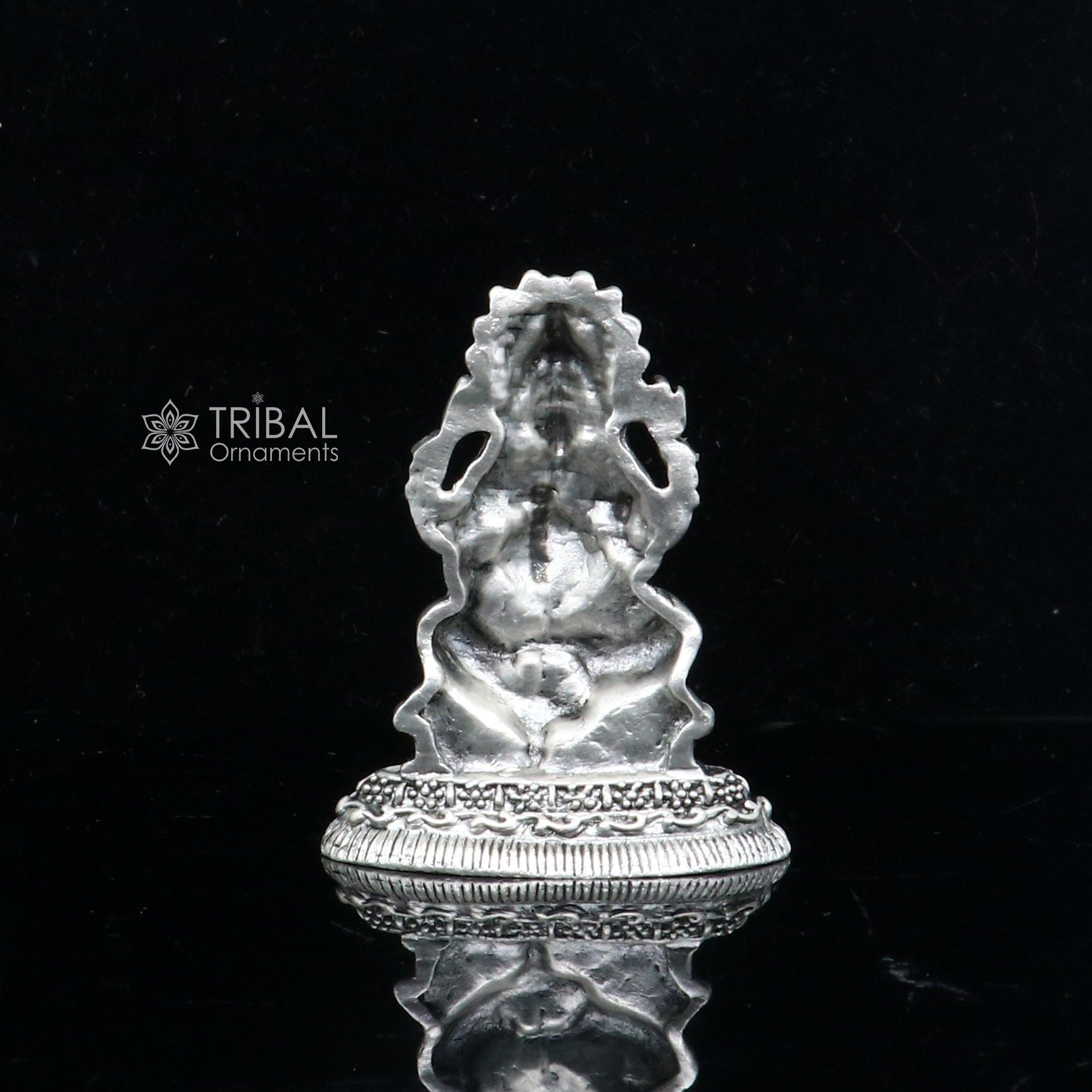 1.5" 925 Sterling silver handmade God Ganesha statue puja article figurine, Diwali puja Divine silver article of prosperity& wealth art710 - TRIBAL ORNAMENTS