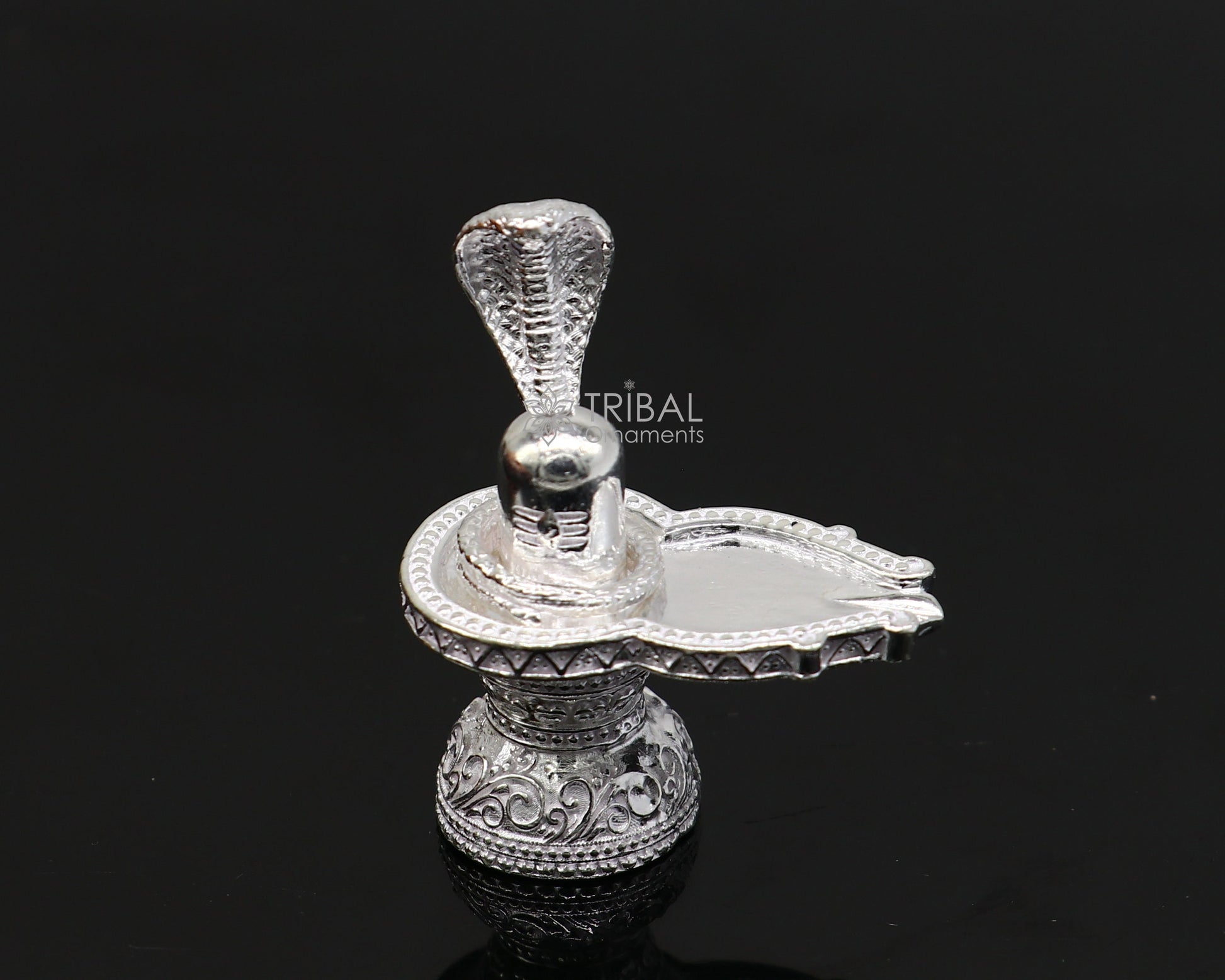 1.5" 925 sterling silver handmade small solid  Divine Lord Shiva lingam stand, silver Shivling puja article for wealth and prosperity art598 - TRIBAL ORNAMENTS
