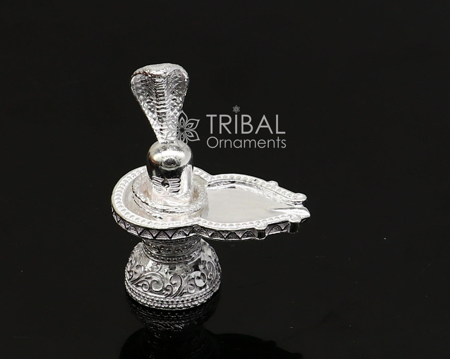 1.5" 925 sterling silver handmade small solid  Divine Lord Shiva lingam stand, silver Shivling puja article for wealth and prosperity art598 - TRIBAL ORNAMENTS