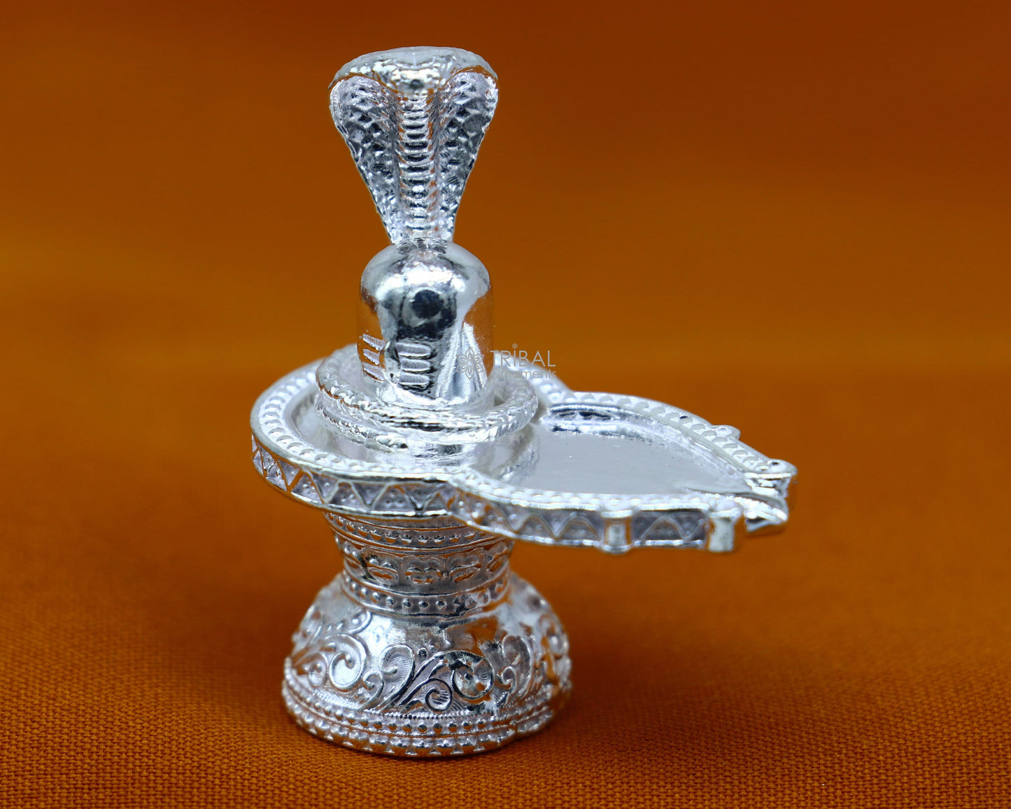 1.5" 925 sterling silver handmade small solid  Divine Lord Shiva lingam stand, silver Shivling puja article for wealth and prosperity art598 - TRIBAL ORNAMENTS