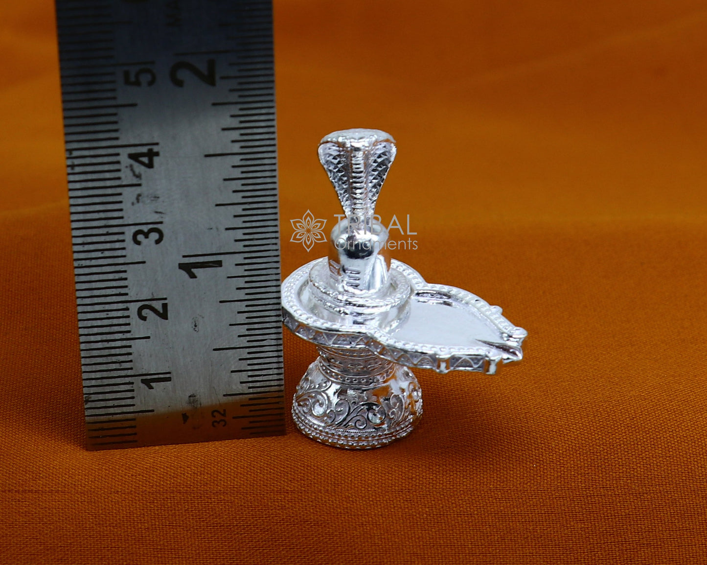 1.5" 925 sterling silver handmade small solid  Divine Lord Shiva lingam stand, silver Shivling puja article for wealth and prosperity art598 - TRIBAL ORNAMENTS