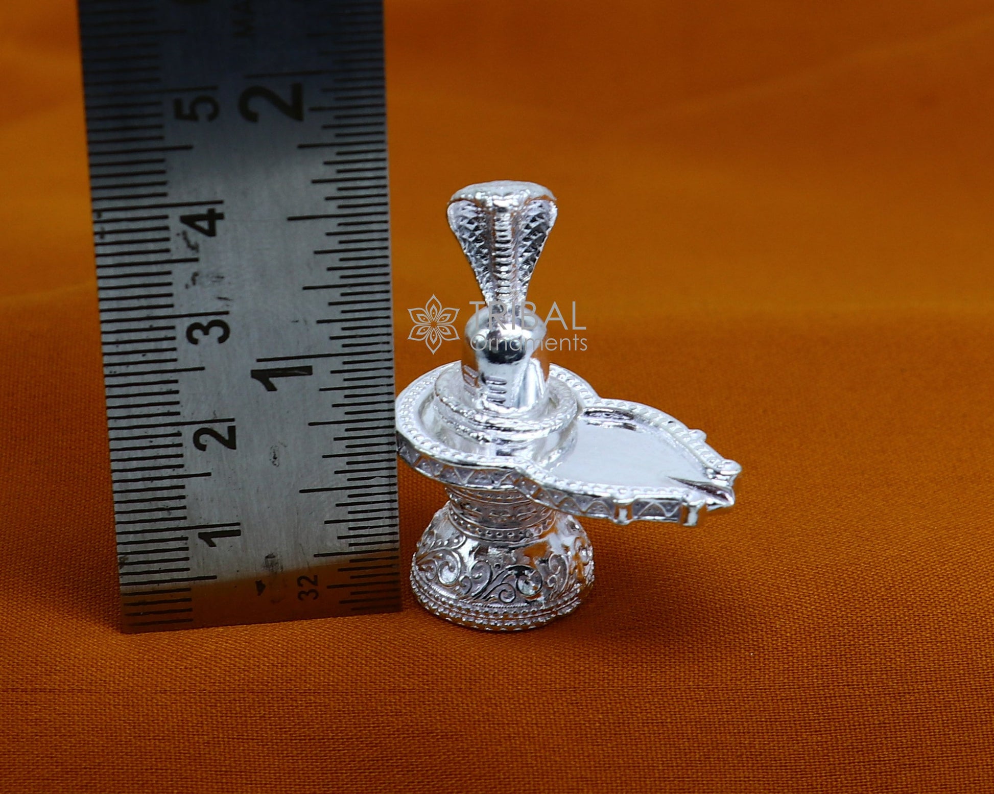 1.5" 925 sterling silver handmade small solid  Divine Lord Shiva lingam stand, silver Shivling puja article for wealth and prosperity art598 - TRIBAL ORNAMENTS