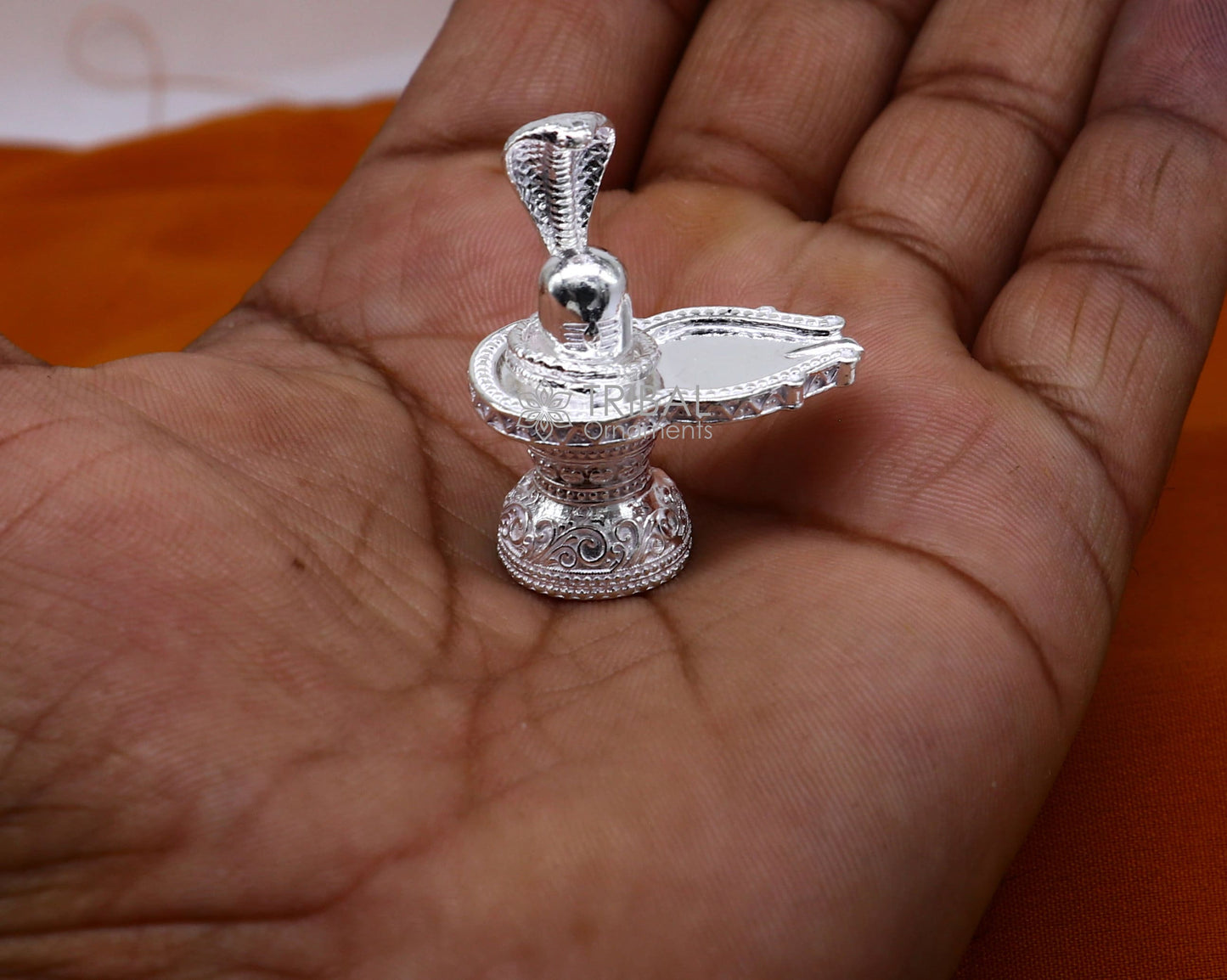 1.5" 925 sterling silver handmade small solid  Divine Lord Shiva lingam stand, silver Shivling puja article for wealth and prosperity art598 - TRIBAL ORNAMENTS