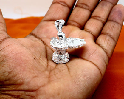 1.5" 925 sterling silver handmade small solid  Divine Lord Shiva lingam stand, silver Shivling puja article for wealth and prosperity art598 - TRIBAL ORNAMENTS