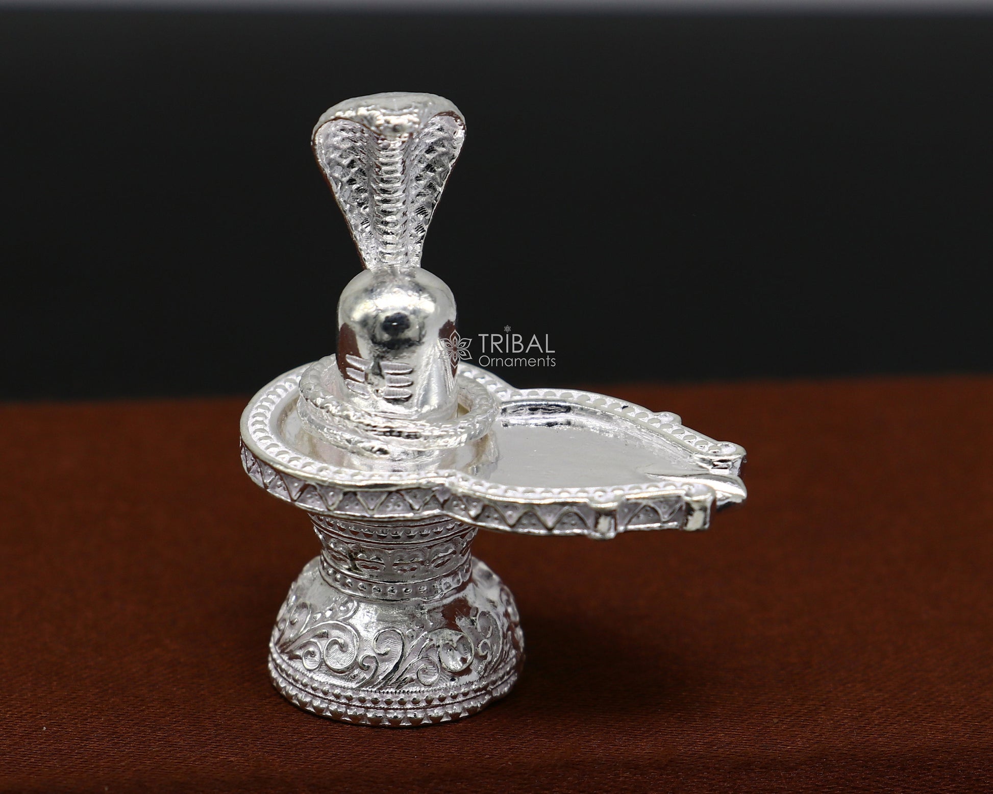 1.5" 925 sterling silver handmade small solid  Divine Lord Shiva lingam stand, silver Shivling puja article for wealth and prosperity art598 - TRIBAL ORNAMENTS