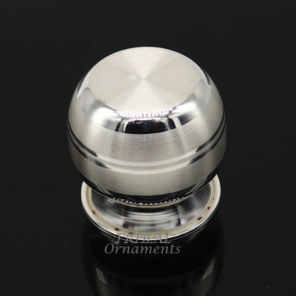 Small 1.5-inch handmade sterling silver Kalash or pot used in puja rituals, featuring a plain design, crafted by TRIBAL ORNAMENTS