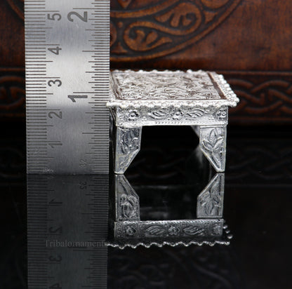 1.5" Vintage design Sterling silver handmade customize small square shape table/bazot/chouki, excellent home puja utensils temple art su431 - TRIBAL ORNAMENTS