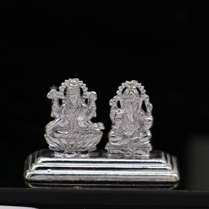 1" 925 Sterling silver handmade gorgeous Hindu idols Lakshmi and Ganesha statue, puja article figurine, home décor Diwali puja gift art662 - TRIBAL ORNAMENTS