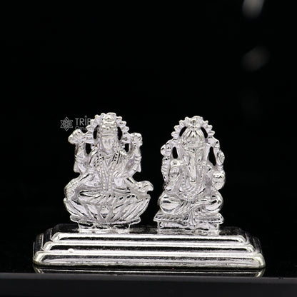 1" 925 Sterling silver handmade gorgeous Hindu idols Lakshmi and Ganesha statue, puja article figurine, home décor Diwali puja gift art662 - TRIBAL ORNAMENTS